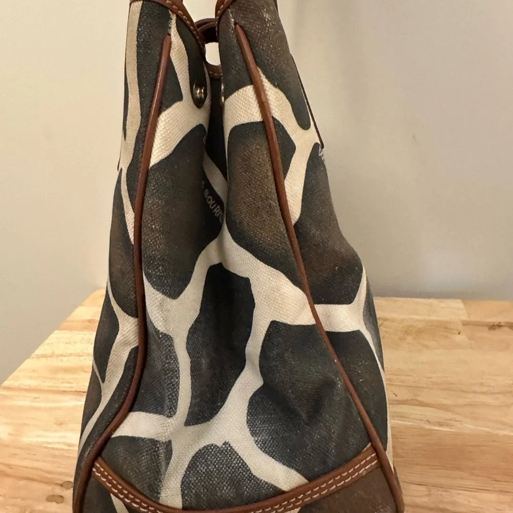 Dooney & Bourke Giraffe Print Canvas Tote with Brown Leather Trim